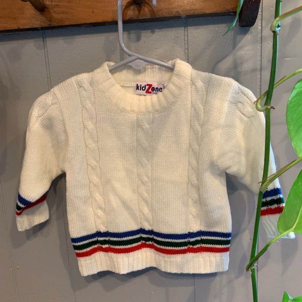 Vintage Boys 6-9 months Cable knit Tennis Sweater